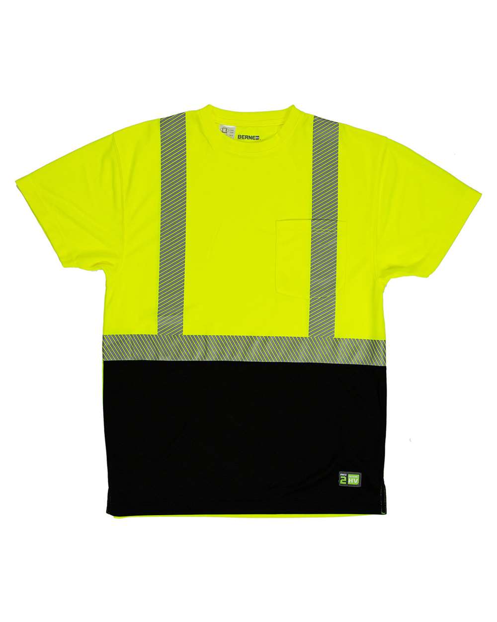 Berne HVK017 Hi-Vis Class 2 Color Blocked Pocket T-Shirt – Hi Vis Yellow