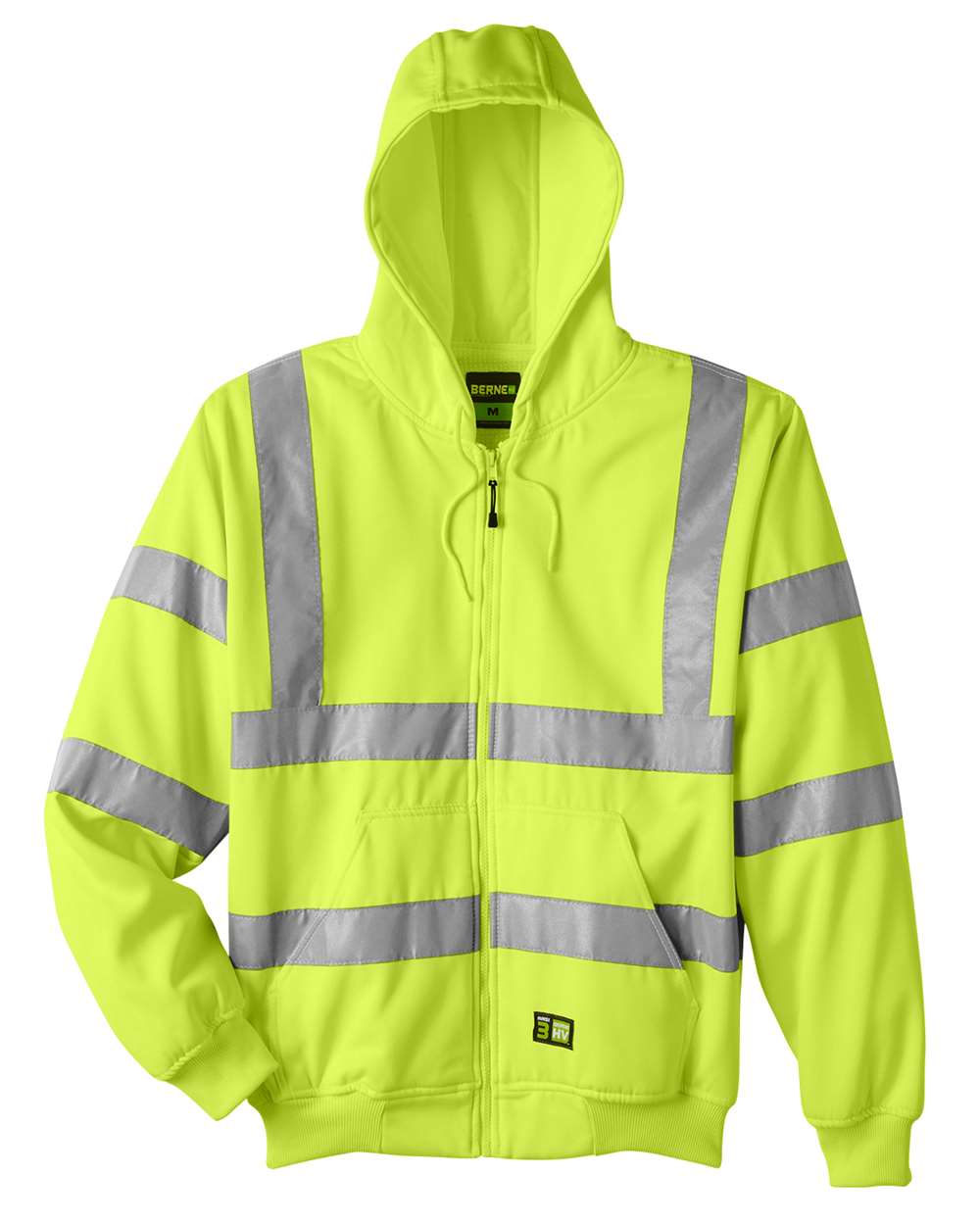 Berne HVF021 Hi-Vis Class 3 Lined Hooded Sweatshirt – Yellow