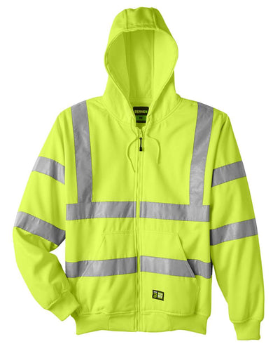 Berne HVF021 Hi-Vis Class 3 Lined Hooded Sweatshirt – Yellow