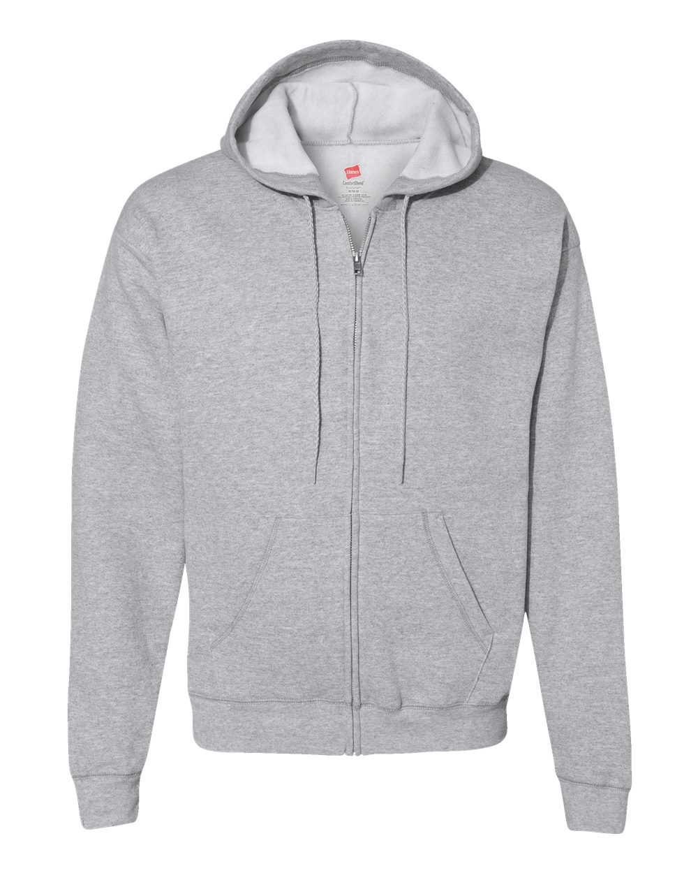 Hanes P180 EcoSmart Full-Zip Hooded Sweatshirt – Light Steel
