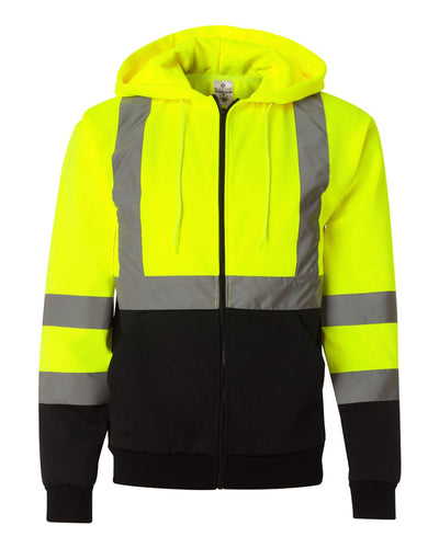 Kishigo JS102 Hi-Vis Full-Zip Hooded Sweatshirt – Lime