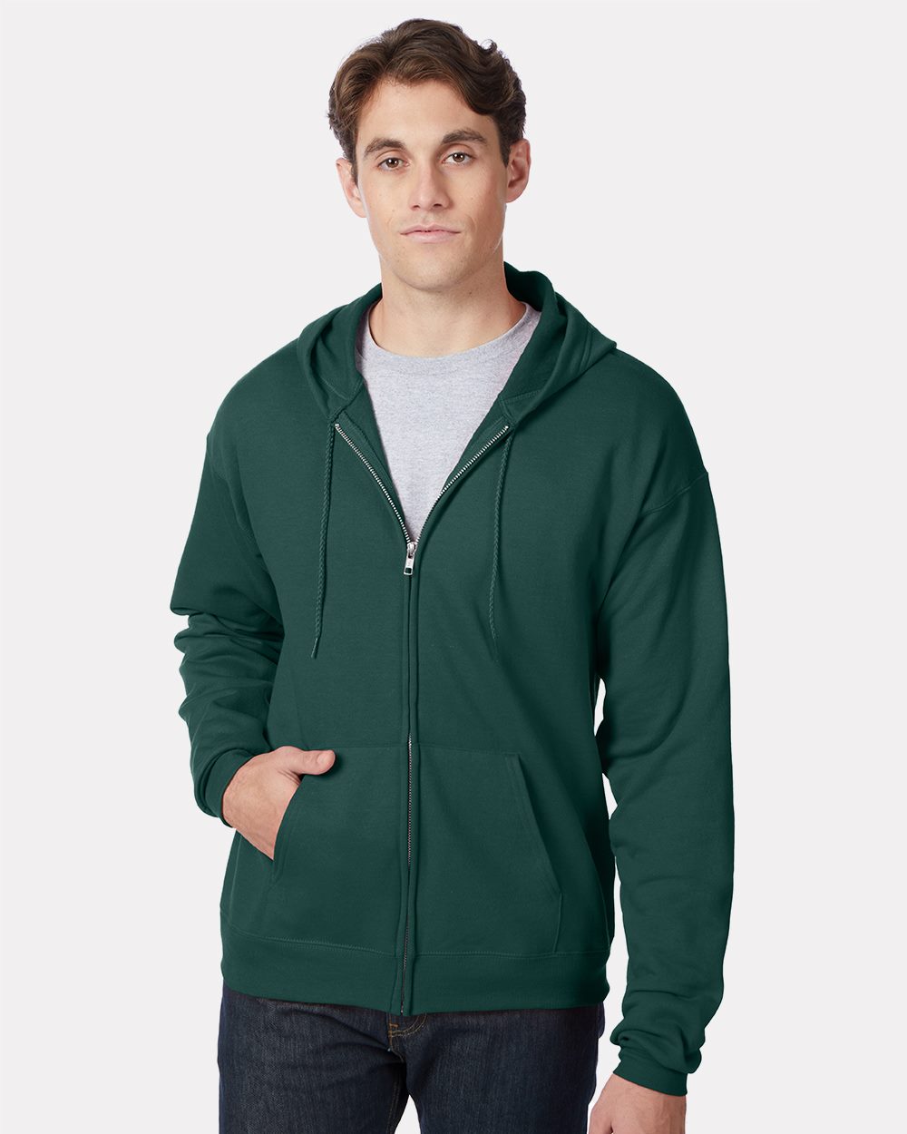 Hanes P180 EcoSmart Full-Zip Hooded Sweatshirt
