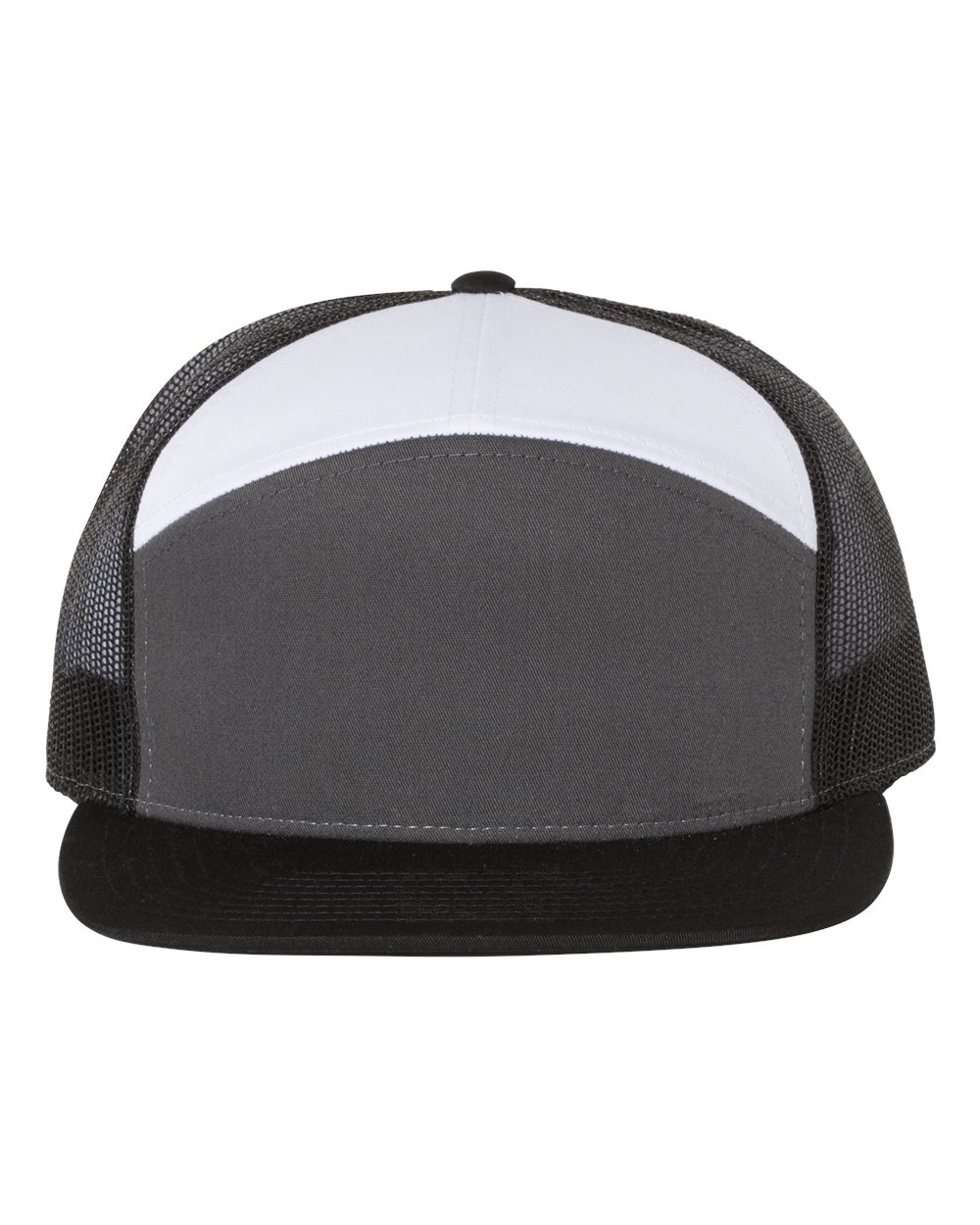 Richardson 168 Seven-Panel Trucker Hat – Charcoal/Black/White