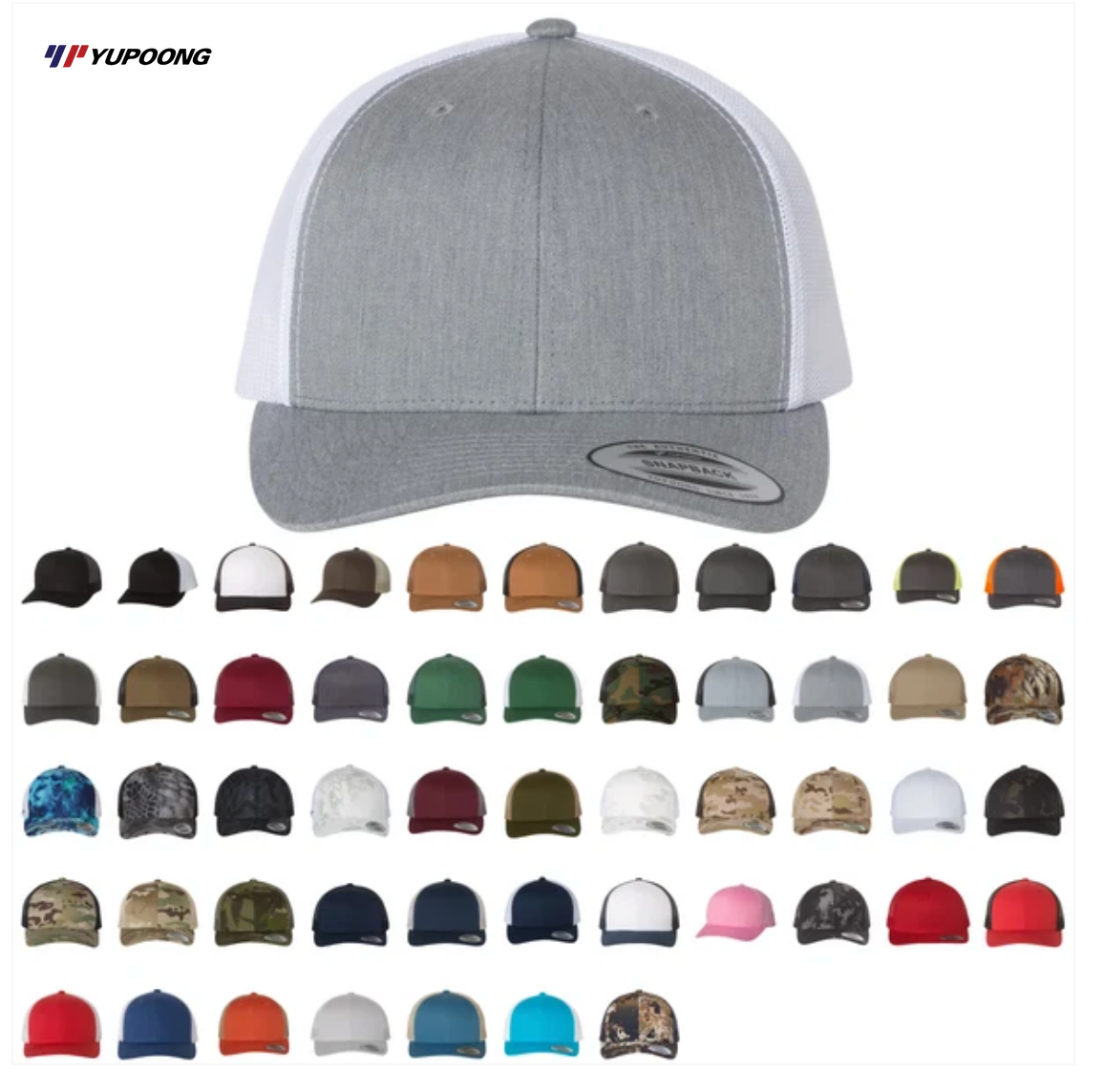 Yupoong trucker cap and color assortment